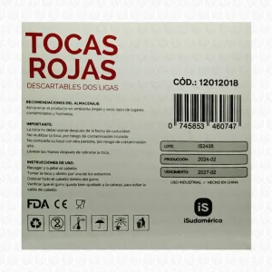 iSudamerica Gorro Descartable Color Rojo Pack 100 Unidades