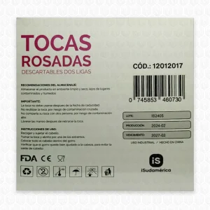iSudamerica Gorro Descartable Color Rosado Pack 100 Unidades