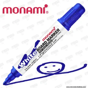 Marcador para Pizarra Acrílica Monami – Color Azul (Punta Redonda Bajo Olor)