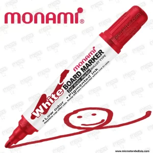 Marcador para Pizarra Acrílica Monami – Color Rojo (Punta Redonda Bajo Olor)