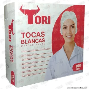 Tocas Descartables Blancas 1 Liga Tori – Protección Higiénica (Paquete de 100 uds.)