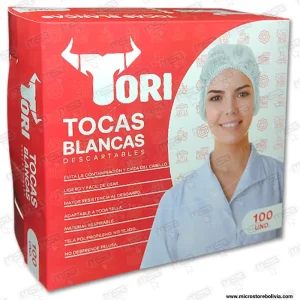 Tocas Descartables Blancas 2 Ligas Tori – Protección Higiénica (Paquete de 100 uds.)