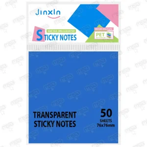 Notas Adhesivas Transparentes PET Jinxin 76x76 mm (50 Hojas) – Azul