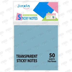 Notas Adhesivas Transparentes PET Jinxin 76x76 mm (50 Hojas) – Celeste