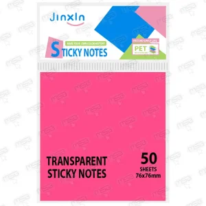 Notas Adhesivas Transparentes PET Jinxin 76x76 mm (50 Hojas) – Fucsia