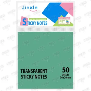 Notas Adhesivas Transparentes PET Jinxin 76x76 mm (50 Hojas) – Verde Menta